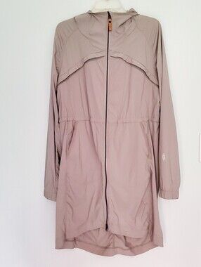 INDYGENA SLINGA II Light Taupe Women's Hooded Long Anorak Jacket Deep Pockets